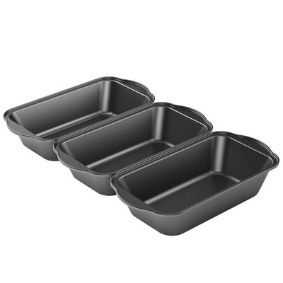 Tiawudi 3 Pack Nonstick Carbon Steel Baking Bread Pan, Large Large, Black 