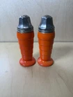 Vintage Hazel Atlas Orange Moderntone Milk Glass Salt and Pepper shakers MCM