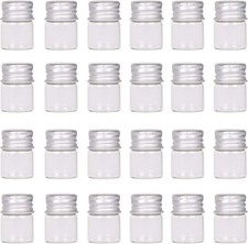 Mini Glass Bottles with Screw Caps 5ml 24 Sets Aluminum Top Clear