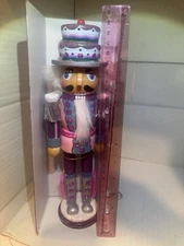 11 In Pink And Purple Anglo Nutcracker In Vibrant Color With Dessert Hat
