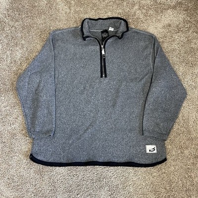 Vintage Bugle Boy Fleece Pullover Mens Large Gray 1/4 Zip 90s Double-Brush Snow