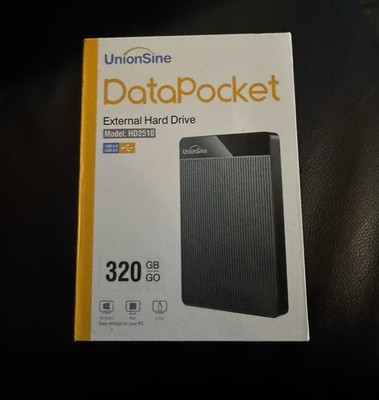 UnionSine DataPocket 320GB External Hard Drive Black HD2510 BRAND