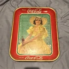 Coca-Cola Lot of 3 Vintage Advertising Trays 1938 Red Yellow Green Soda Theme