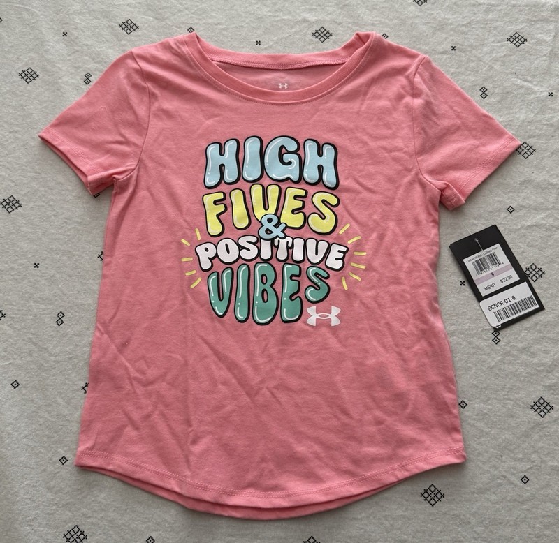 UNDER ARMOUR Little Girls High Fives T-Shirt Size 6 Short Sleeve