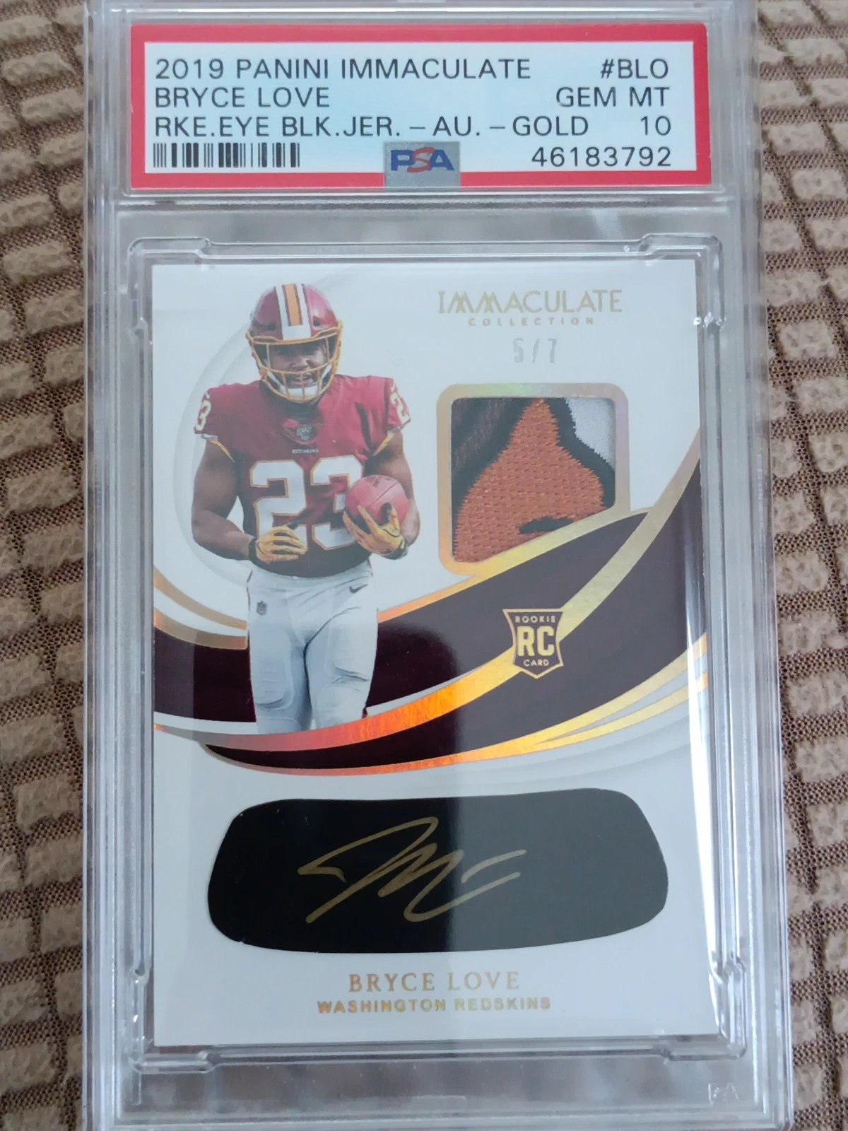 Bryce Love Panini Immaculate Rookie Eye Black Jersey #BLO Autograph-Gold
