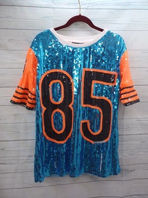 Sequin 85 Jersey Shirt Ocho Cinco Sequined One Size Chest: 46'' Blue Orange 
