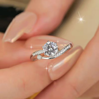 Zirkonia Ring Silber Damenring Elegant Rund Frauen Verlobung Geschenk Hochzeit