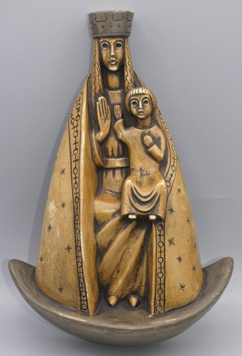 MADONNA MIT KIND WANDSKULPTUR HÄNGEND KUNSTGUSS 1514 VE? - Bild 3 von 9