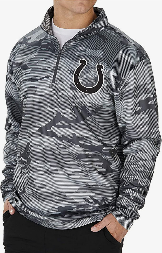 Мужской серый камуфляжный пуловер Zubaz Indianapolis Colts NFL на молнии 1/4