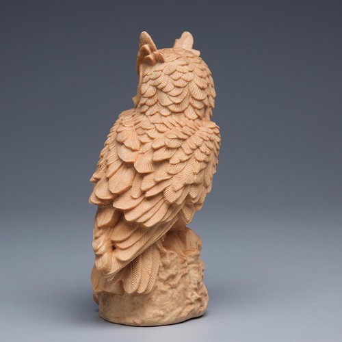 Statuetta in legno intagliato 4,13" gufo animali scultura legno decorazione statuetta regalo - Foto 13 di 24