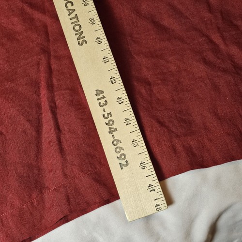 Impresionante Vestido MIDI Eskandar Lino Manga Corta Cuentas 0 Borgoña - Imagen 6 de 8