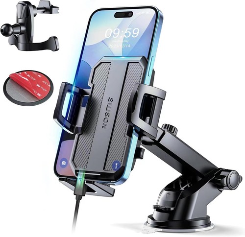 3-in-1 Car Phone Holder Mount, Powerful Suction for Dashboard, Vent, Windshield