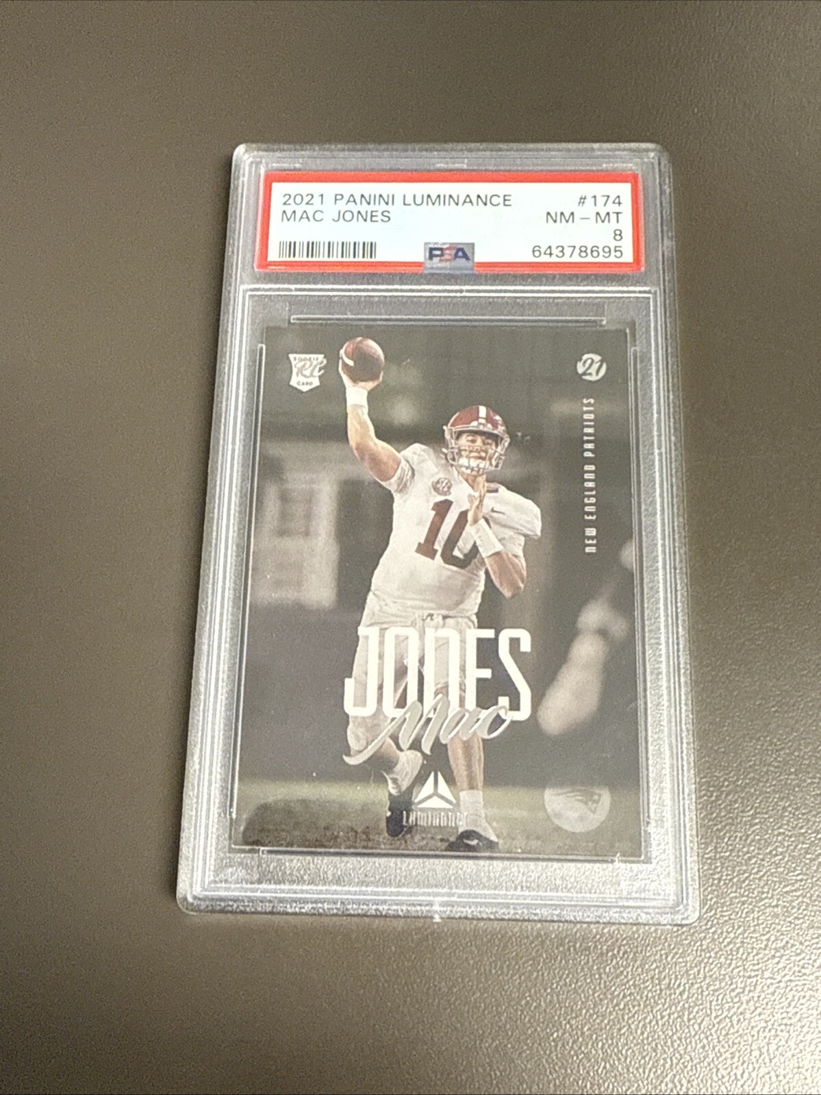 2021 Luminance Mac Jones #174 Rookie Card PSA 8 Alabama / NE Patriots