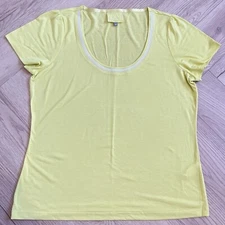 M&S Per Una Yellow T-Shirt Size 18 Short Sleeve Scoop Neck Lightweight Summer