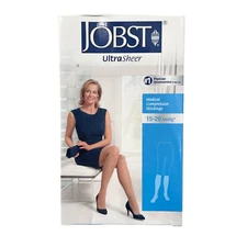 Jobst Ultrasheer 15-20 mmHg Knee High Moderate Compression Stockings Large Black