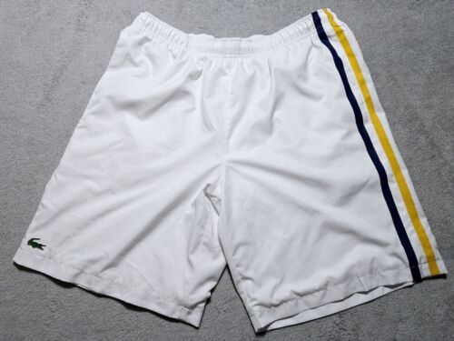 Lacoste Sport Shorts Mens Size FR6 XL White Color Stripe Crocodile Logo Tennis - Picture 2 of 16