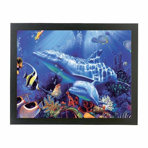 Blue Dolphin Planet Sea Sealife Cushion Laptop Lap Dinner Tray Present Gift - Picture 2 of 2