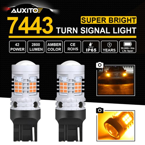 2x T20 7440 7443 White Amber LED Signal Light Globes Bulbs Anti Hyper flash 12V