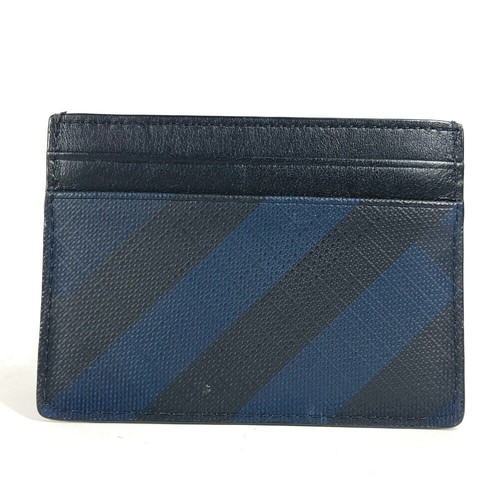 Estuche para tarjetas de visita a cuadros Burberry estuche para tarjetas de cuero/PVC azul marino/negro - Imagen 2 de 14