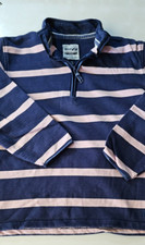 Ladies Navy Pink Stripe Sweatshirt Toggi Size 14 Cotton