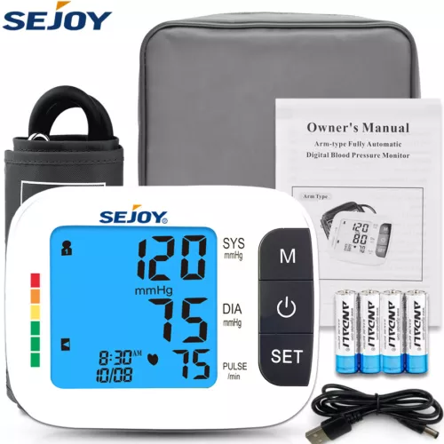 Digital Blood Pressure Monitor Upper Arm Cuff  BP Machine Automatic Pulse Meter