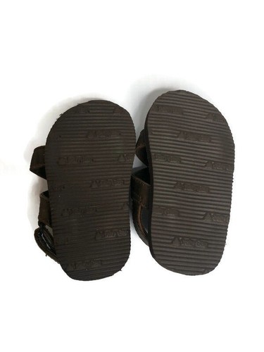 baby Gap Dark Brown Faux Leather Crossover Sandals Flip Flops w/ Strap 6-12 mos - Picture 5 of 6