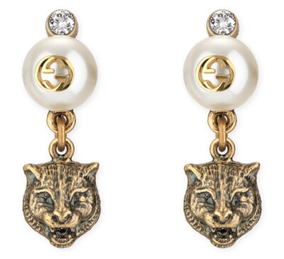 Gucci Ohrringe Katzenmotiv. Guter Zustand authentisch. Mit Schachteln 