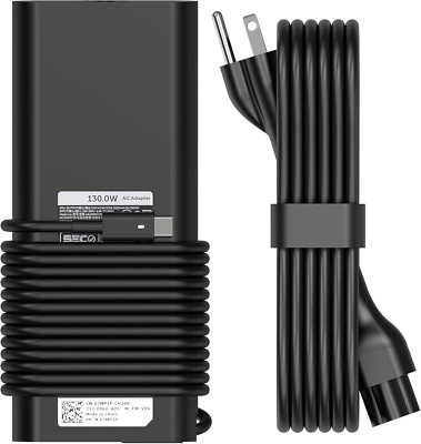 130W USB C Type C Adapter Laptop Charger Replacement for Dell XPS 15 (9575) 2-In