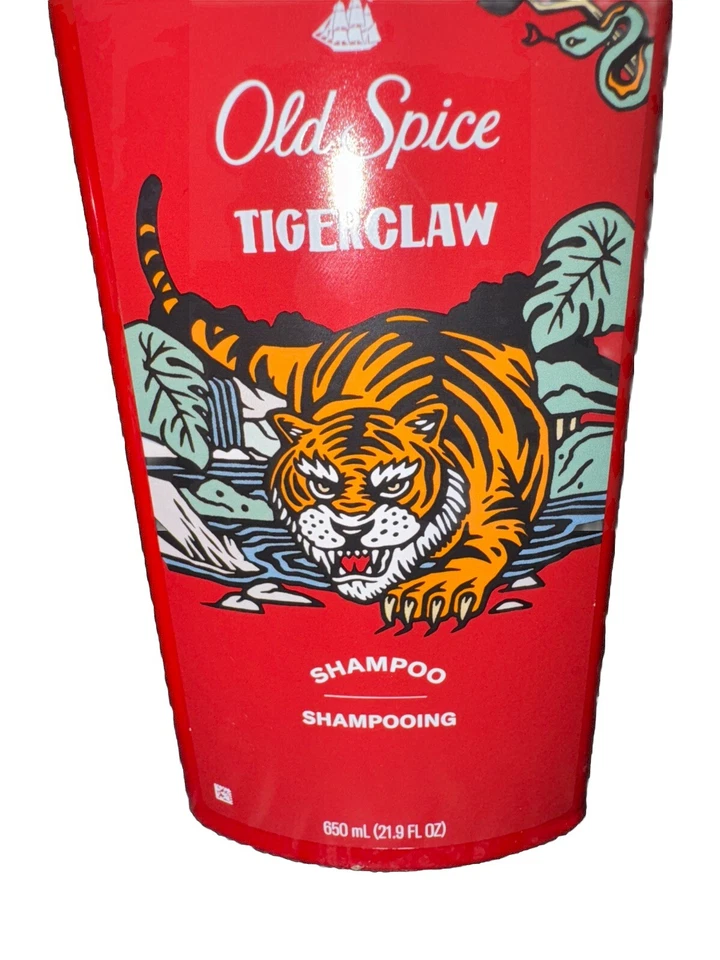 Old Spice Tiger Claw Men's Shampoo, All Hair Types, 21.9 fl oz NEW Lot of 2 - Image 2 of 3