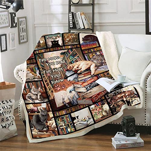 Book Lovers Gifts Throw BlanketCat Gifts for Cat Lovers BlanketCat Lover  - Picture 2 of 8