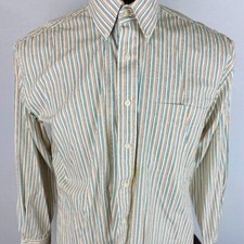 Alan Flusser Shirt Mens Multicolored Striped Long Sleeve Button Down L