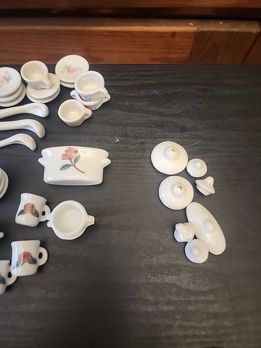 Juego de té de cerámica de porcelana vajilla miniatura para casa de muñecas juguete bien jugado - Imagen 8 de 8