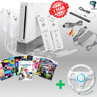 Nintendo Wii Console Kit Bundle Refurbished 2 Two Controllers Nunchuk 10 Games
