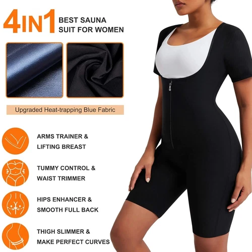 Frauen Schwitz Sauna Anzüge Taillentrainer 3 in 1 Thermo Body Suit Shaper Training USA - Bild 6 von 14