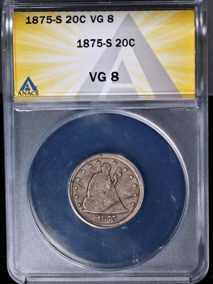 1875-S Twenty (20) Cent Piece ANACS VG8 Nice Eye Appeal Nice Strike - Image 3 of 4