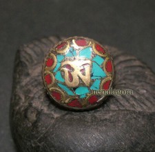 R271 Handmade size 8 Turquoise Coral Resin Tibetan Silver Finger Ring Gift Nepal