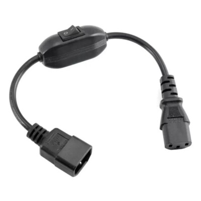 C13 to C14 Power Cable Cord Extension with Inline Switch 10A