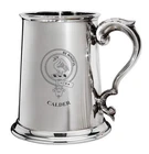 Calder Family Crest Polished Pewter 1 Pint Tankard with Scroll handle