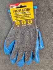 Firm Grip Large Tough Work Gloves, General Purpose, Latex Coated