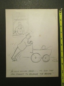 Details About Original 11x 9 Cartoonist Ving Fuller Comic Sketch Hand Signed Stamped