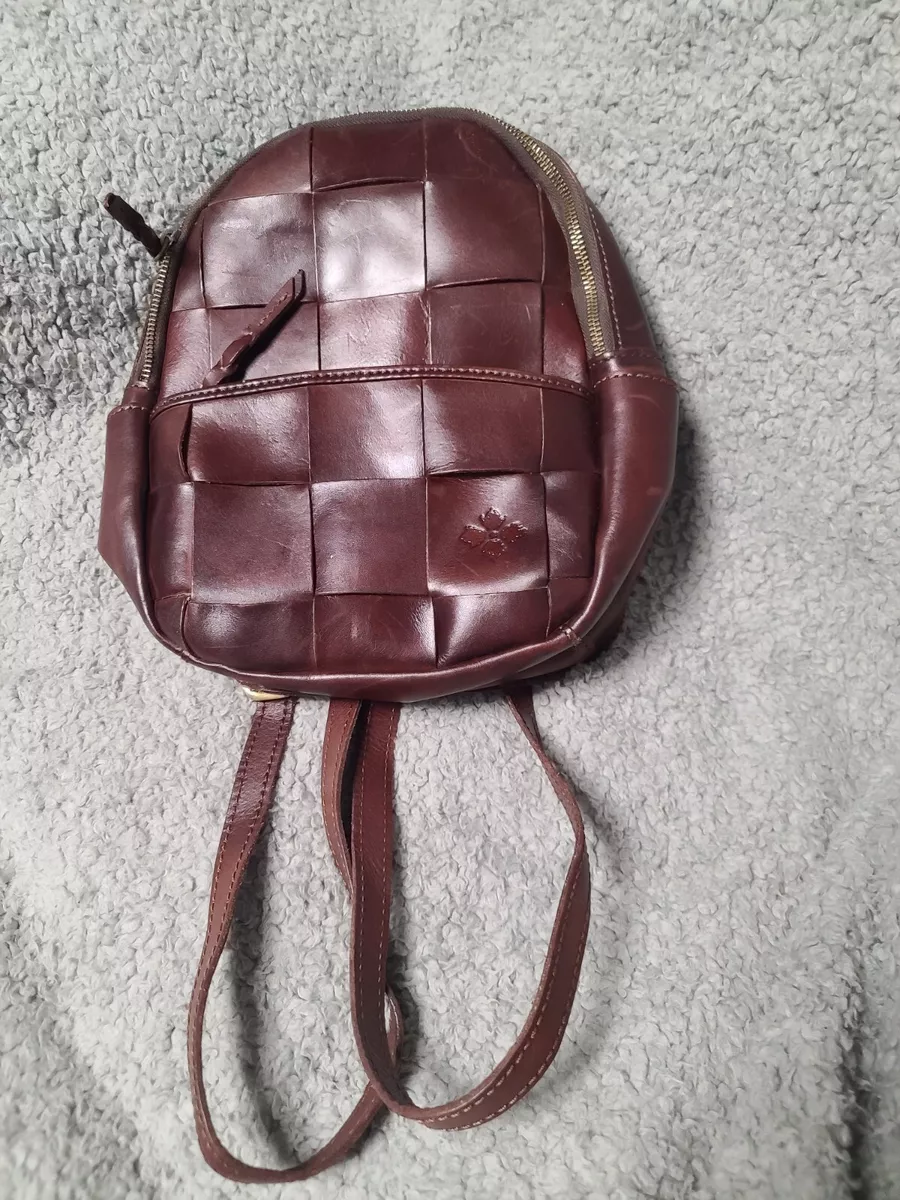 Brown Leather Woven Backpack