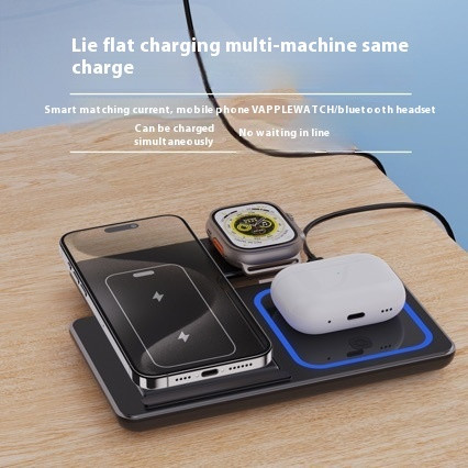 15W 3 in 1 LED Schneller Kabelloser Ständer Faltbare Ladestation für Smartphones - Bild 4 von 6