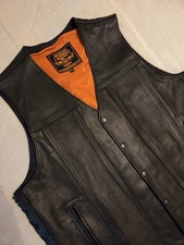 Milwaukee Leather Vest Biker 5XL Black NWT Gun Pockets Concealed Carry