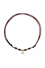 Collana choker cordino nylon colorato pendente ciondolo stella acciaio dorato
