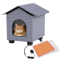 Heated Outdoor Cat House, Insulated Elevated Cat House Weatherproof for Outsi...