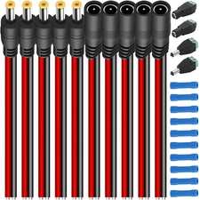 10PCS Real 18AWG 12V 5A DC Power Pigtail Barrel Plug Connector Cable 2.1mm x ...