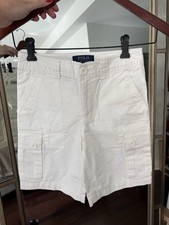 Polo Ralph Lauren Boys Cargo Cotton White Shorts Size 8 With Pockets