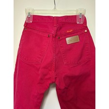 Wrangler High Rise Straight Leg Jeans 1 x 34 Magenta Pink Vintage Made in USA