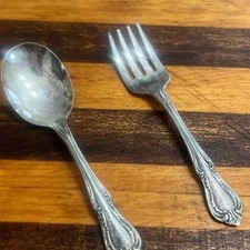 WM A Rogers Vintage Toddler Fork  Spoon Set
