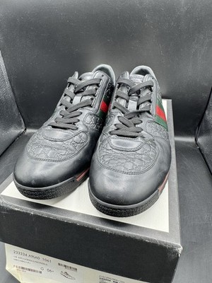 Gucci Leather Web Sneakers 'Black' Sz 6.5G / US Men's 7 (233334 Gucci Leather Web Sneakers 'Black' Sz 6.5G / US Men's 7 (233334